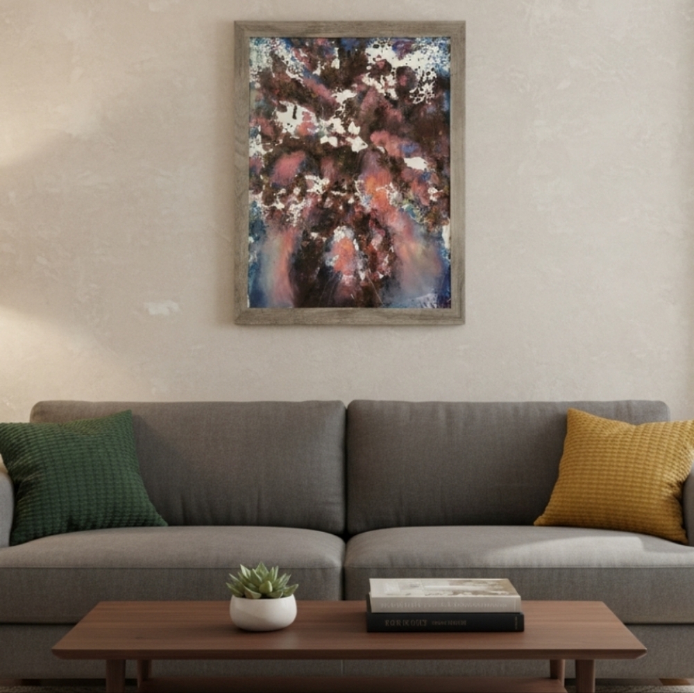 HANDCRAFTED Framed Abstract Painting HANDMADE Artwork HANDPAINTED Wall Art Decor